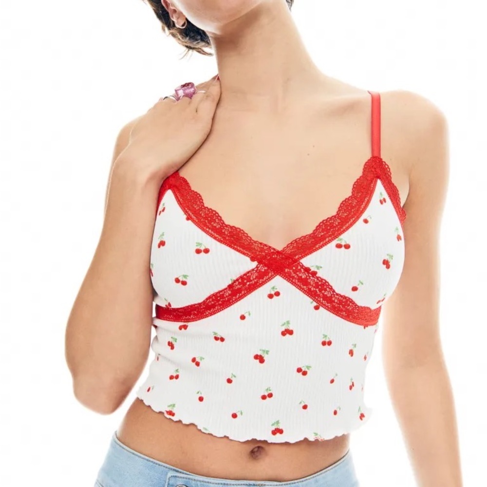 H&M Divided cherry ribbed tank